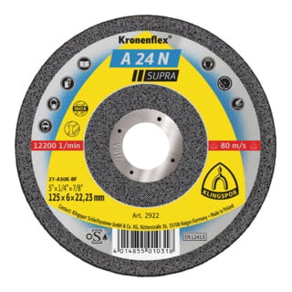 Klingspor disque de meulage A 24 N Acier inoxydable 22,23 mm