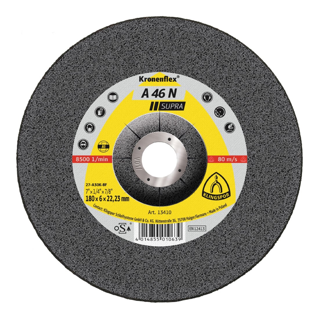 Klingspor disque de meulage A 46 N Aluminium 22,23 mm