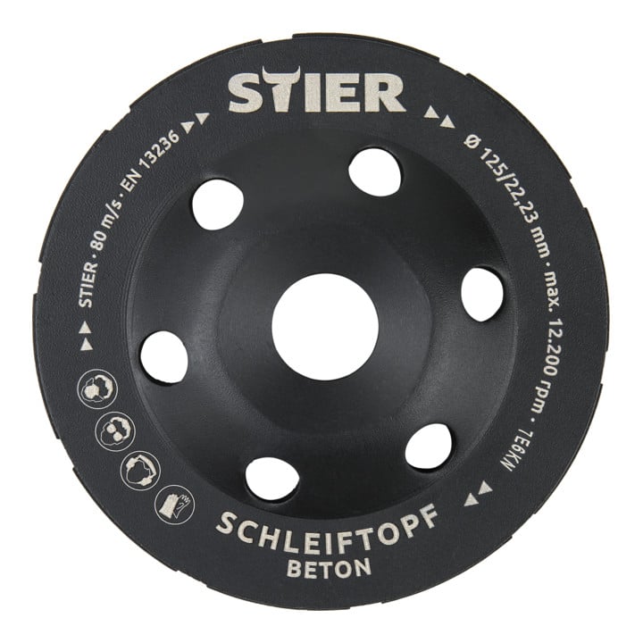 Meule diamantée double STIER diamètre 125 mm trou de 22,23 mm béton