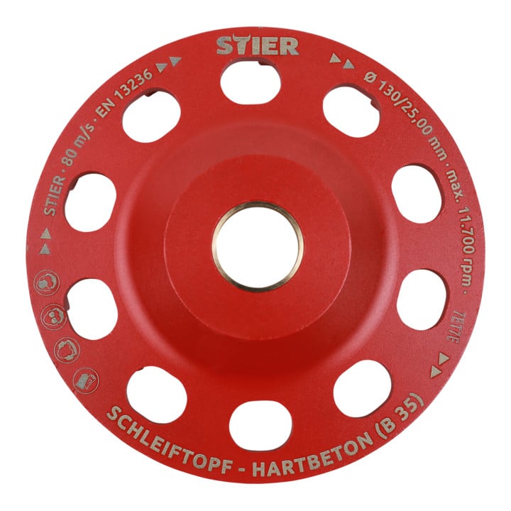 Meule diamantée STIER, diamètre 130 mm trou 25,0 / 22,23 mm béton dur (B35)