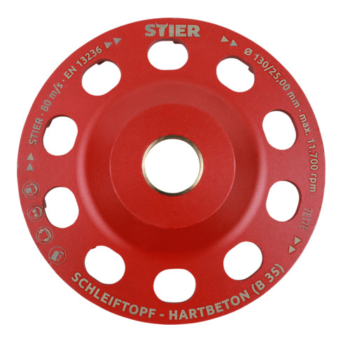 Meule diamantée STIER, diamètre 130 mm trou 25,0 / 22,23 mm béton dur (B35)