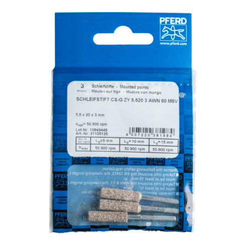 Meules sur tige PFERD pour chaînes de scie CS-G ZY 5,520 3 AWN 80 M5V