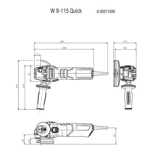 Meuleuse d'angle Metabo W 9-115 Quick, en carton