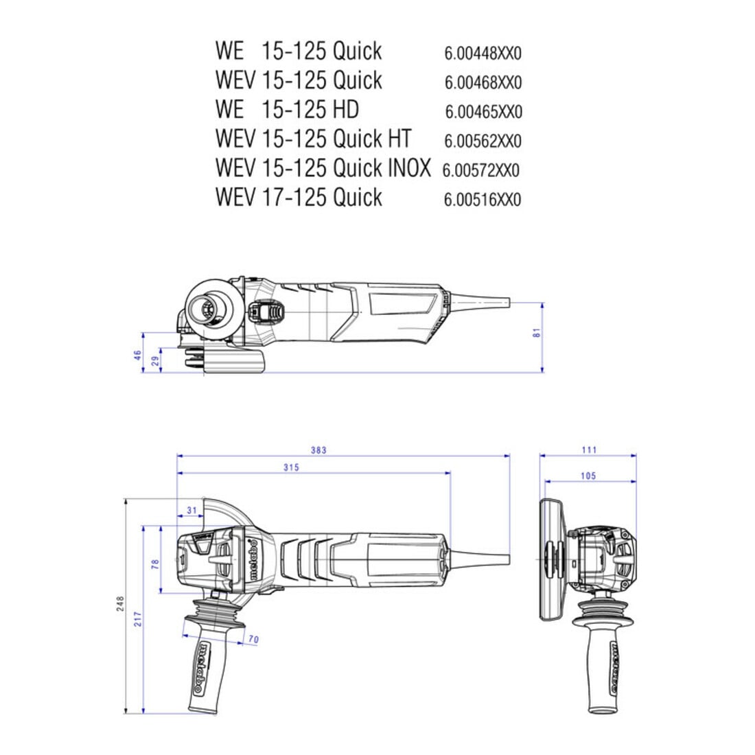 Meuleuse d'angle Metabo WE 15-125 Carton rapide
