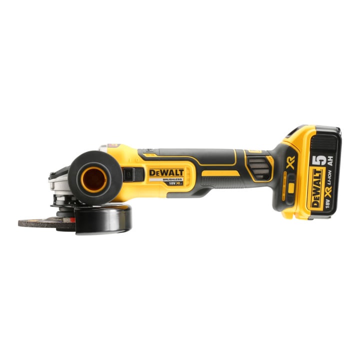 Meuleuse d'angle sans fil DEWALT 18 Volt / 5 Ah, 125 mm (sans brosse), avec 3 batteries