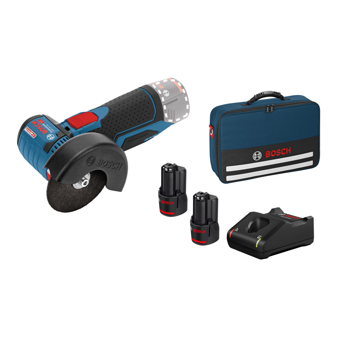 Meuleuse d'angle sans fil GWS 12V-76 de Bosch avec 2 x 2,0 Ah de batterie Li-Ion