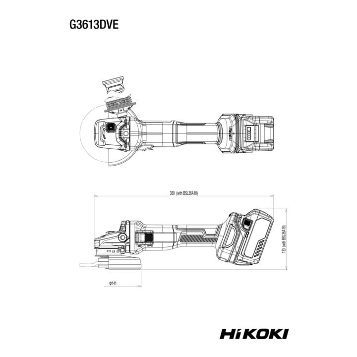 Meuleuse d'angle sans fil HiKOKI G3613DVE Basic (HSC III)