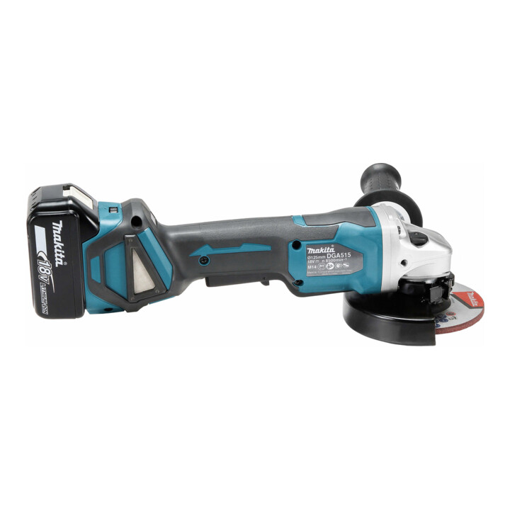 Meuleuse d'angle sans fil Makita 18 V / 5,0 Ah, 2 batteries + chargeur dans le MAKPAC DGA515RTJ