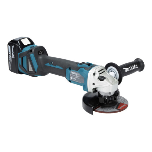 Meuleuse d'angle sans fil Makita DGA511RTJ, 18 V / 5 Ah, 2 batteries + chargeur en MAKPAC