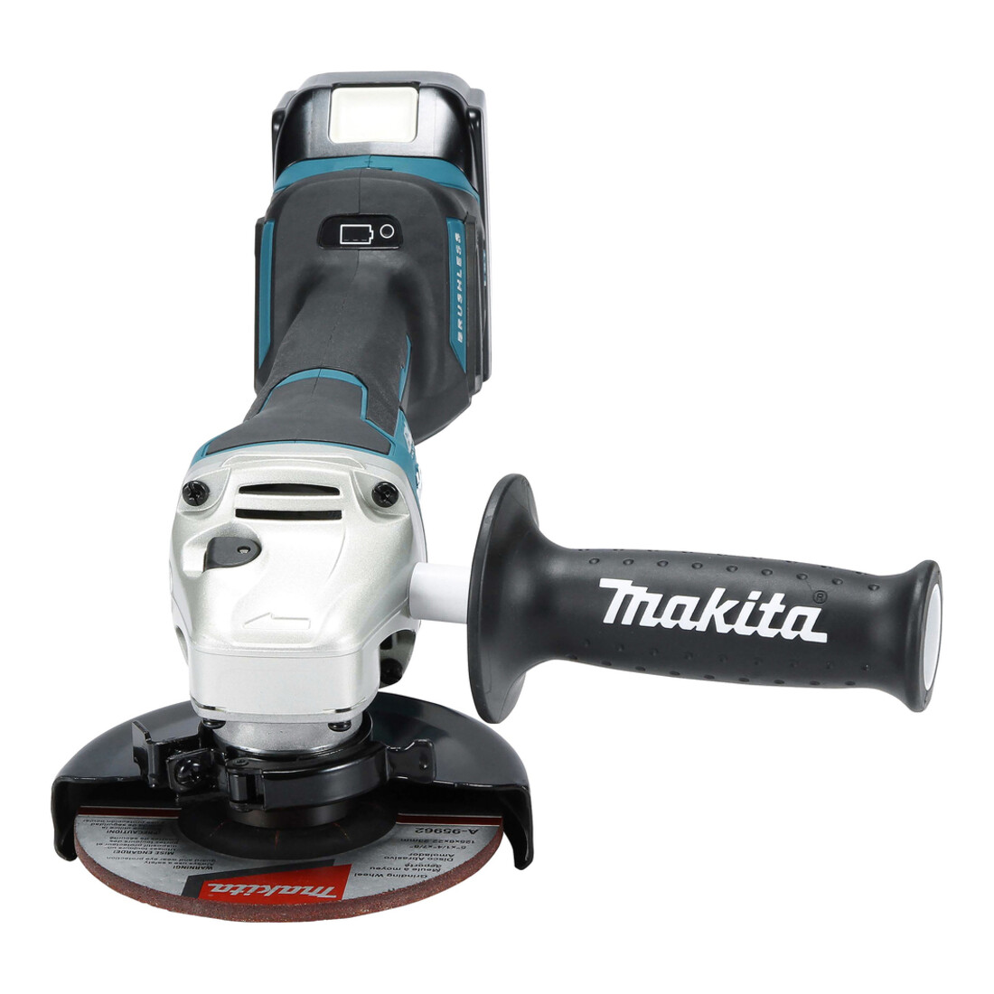 Meuleuse d'angle sans fil Makita DGA517RTJ, 18 V, 5,0 Ah avec interrupteur à palette, 2 batteries et chargeur, en MAKPAC