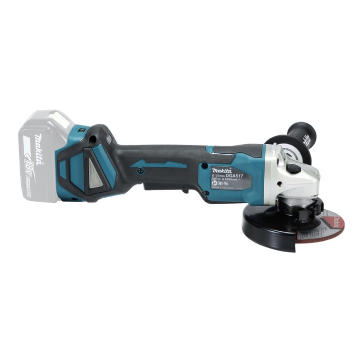 Meuleuse d'angle sans fil Makita DGA517Z 18,0 V avec interrupteur à palette (sans batterie, sans chargeur)