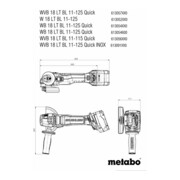 Meuleuse d'angle sans fil Metabo WB 18 LT BL 11-125 Quick, metaBOX 165 L ; 18V 2x5.5Ah LiHD + ASC 145-2