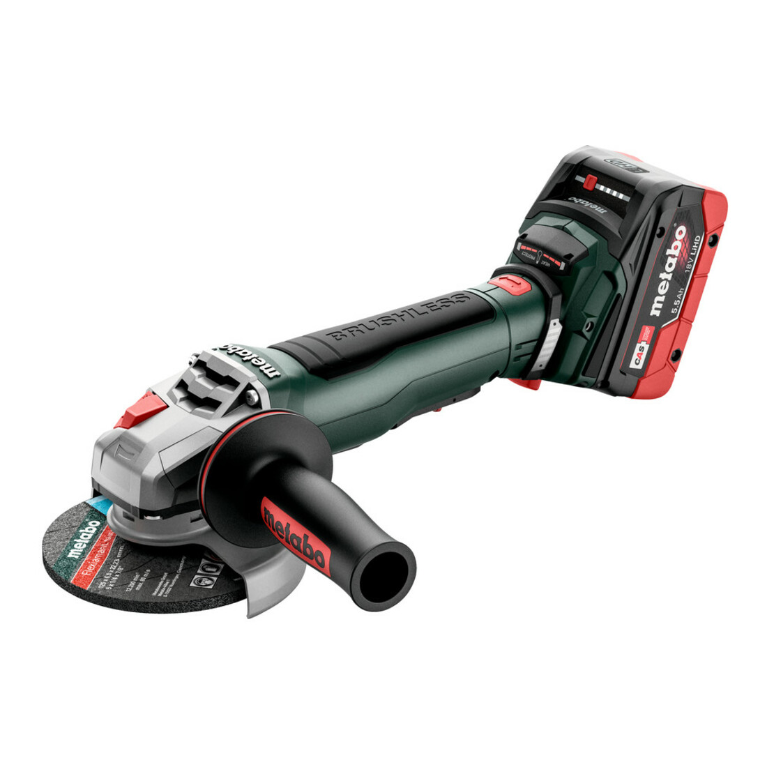 Meuleuse d'angle sans fil Metabo WPB 18 LT BL 11-125 Quick, metaBOX 165 L ; 18V 2x5.5Ah LiHD + ASC 145