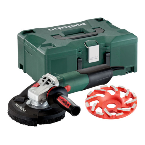 Meuleuse d'angle WE 15-125 HD Set GED metabo, avec meule-boisseau diamantée béton Professional, MetaLoc