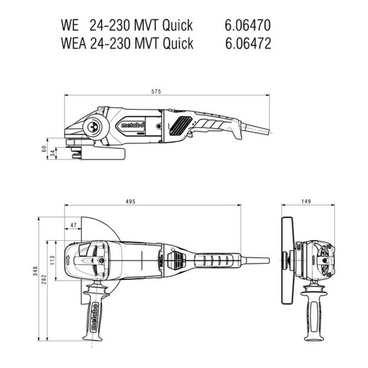 Meuleuse d'angle WEA 24-230 MVT Quick metabo, carton