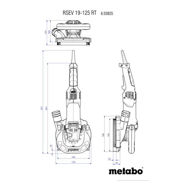 Meuleuse de rénovation Metabo RSEV 19-125 RT avec meule boisseau diamantée béton "professional" ; mallette plastique
