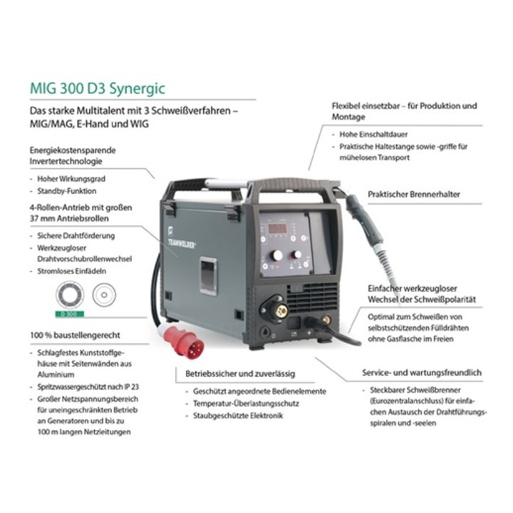 MIG/MAG-Schweißanlage MIG 300 D3 Synergic Set m.Zub.5-300 A gasg.TEAMWELDER