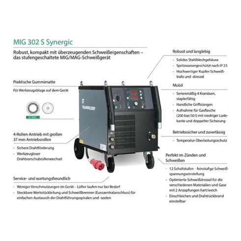 MIG/MAG-Schweißanlage MIG 302 S Synergic Set m.Zub.30-300 A gasg.TEAMWELDER