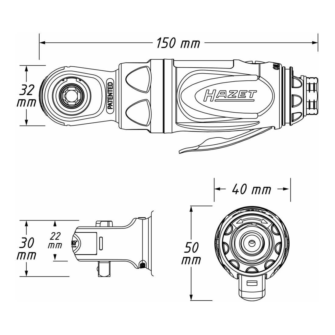 Mini-clé à rochets 9020P-2 HAZET
