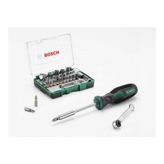 Mini-cliquet Bosch 27 pièces + tournevis manuel