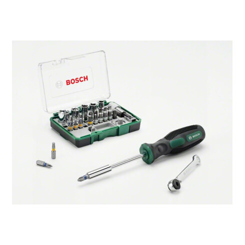 Mini-cliquet Bosch 27 pièces + tournevis manuel