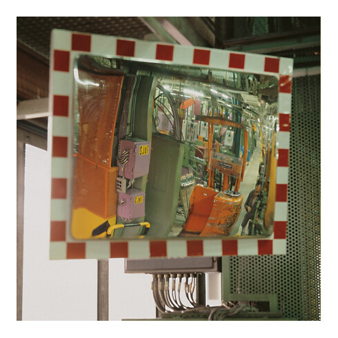 Miroir de circulation Moravia en acier inoxydable 600 x 800 mm cadre rouge/blanc + 76 collier de serrage