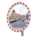 Miroir de circulation Moravia en verre acrylique cadre rond rouge/blanc + 76 collier de serrage-1