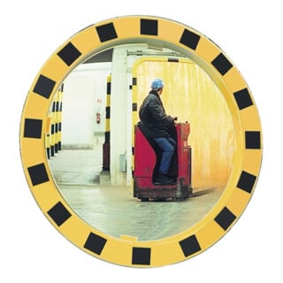 Miroir de sécurité/circulation D.600 mm plastique, jaune/noir pour 2 directions