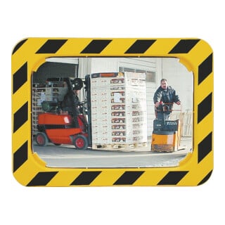 Miroir de sécurité/circulation H600xl800mm plastique, jaune/noir pour 2 directio
