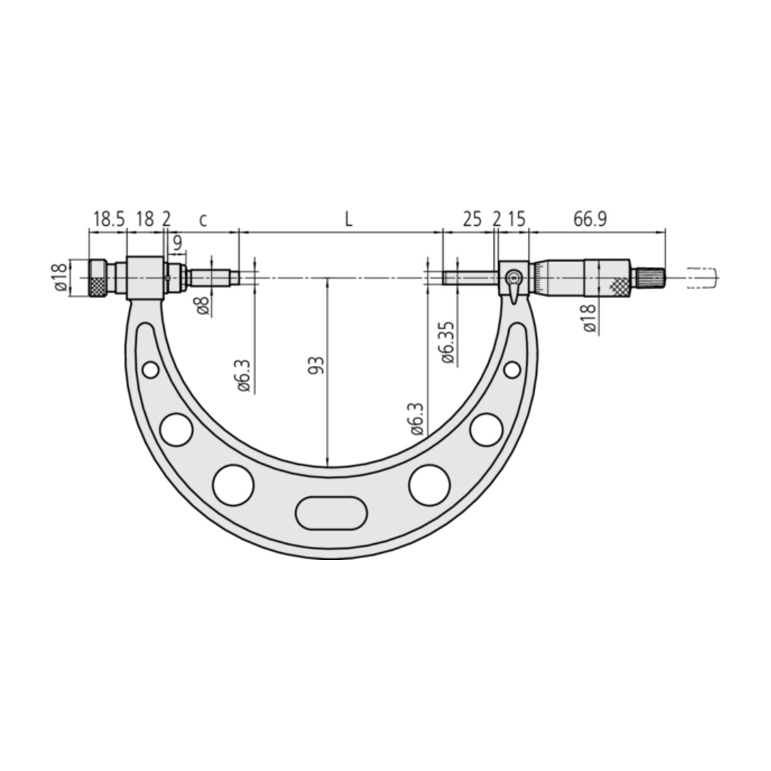Mitutoyo Bügelmessschraube mit auswechelbarem Messamboss, 100-200 mm