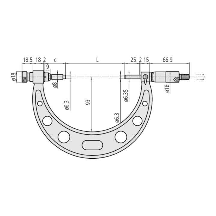 Mitutoyo Bügelmessschraube mit auswechelbarem Messamboss, 200-300 mm
