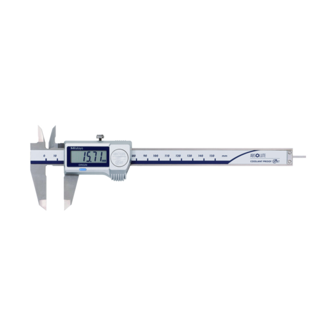 Mitutoyo Digi. ABS Messschieber CoolantProof IP67 0-150mm, rundes Tiefenmaß, ohne Datenausgang