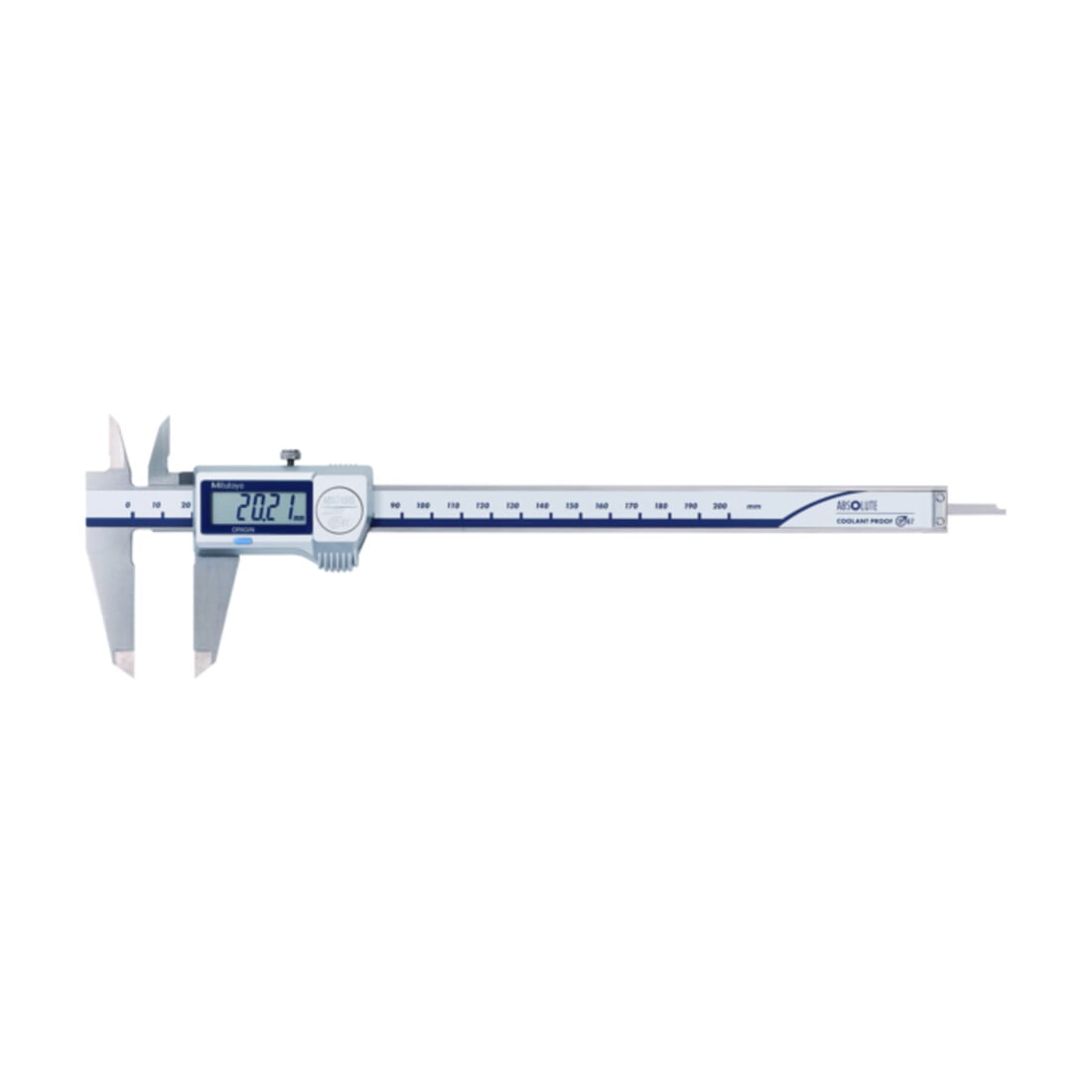 Mitutoyo Digi. ABS Messschieber CoolantProof IP67 0-200mm, standard Tiefenmaß