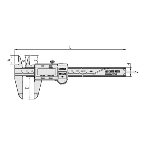 Mitutoyo Digital ABS AOS Messschieber 0-150mm, standard Tiefenmaß