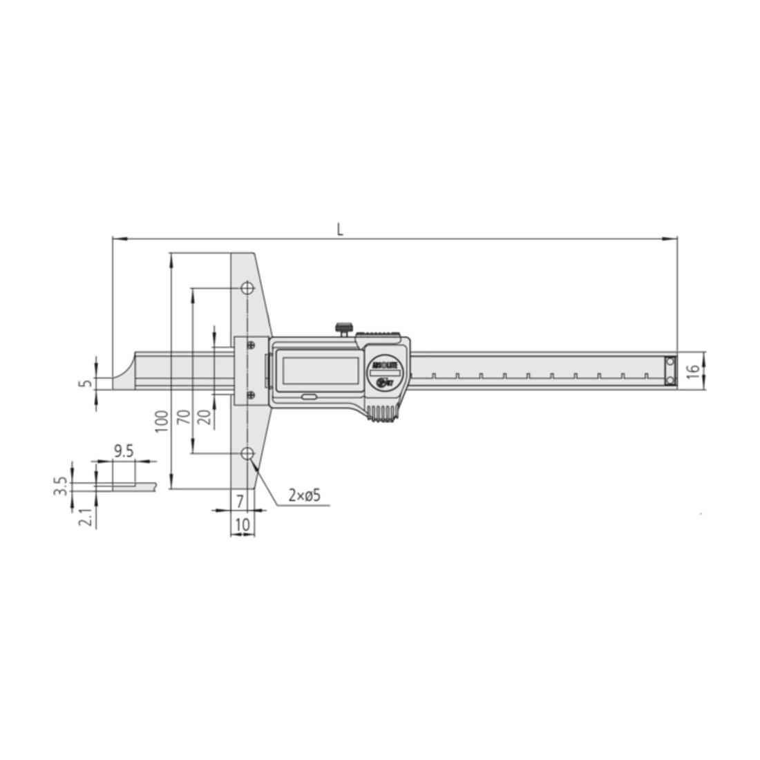 Mitutoyo Digital ABS Tiefenmessschieber IP67 0-150 mm,