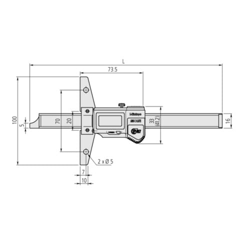 Mitutoyo Digital ABS Tiefenmessschieber IP67 0-200 mm,