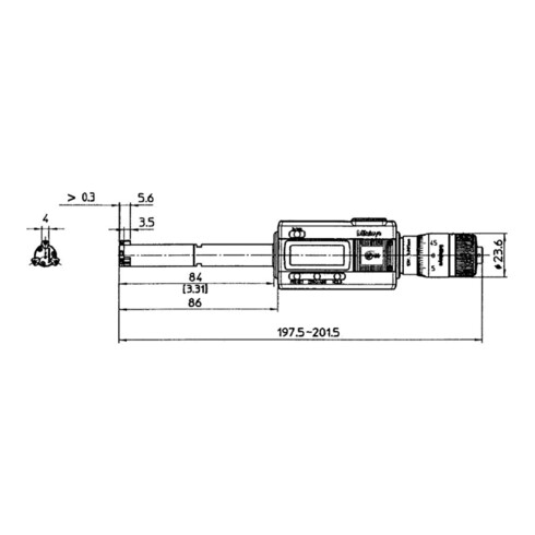 Mitutoyo Digitale 3-Linien Innenmessschraube 16-20mm, IP65, Ti-Legierung