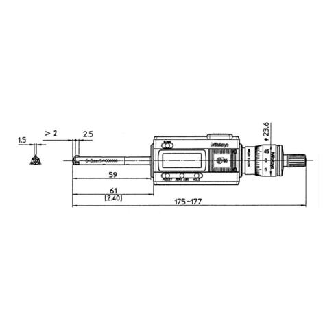 Mitutoyo Digitale 3-Linien Innenmessschraube 6-8mm, IP65, Ti-Legierung