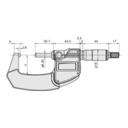 Mitutoyo Digitale Bügelmessschraube IP65 mit sphärischen Messflächen, 0-25 mm, sphärischer Amboss-4