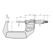 Mitutoyo Digitale Bügelmessschraube IP65 mit sphärischen Messflächen, 0-25 mm, sphärischer Amboss-5