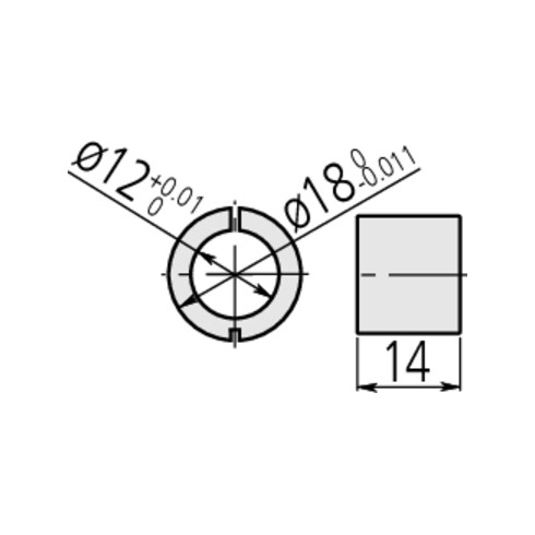 Mitutoyo Digitale Einbaumessschraube IP65 0-25mm, flach Spindel, 12/18mm ebener Schaft