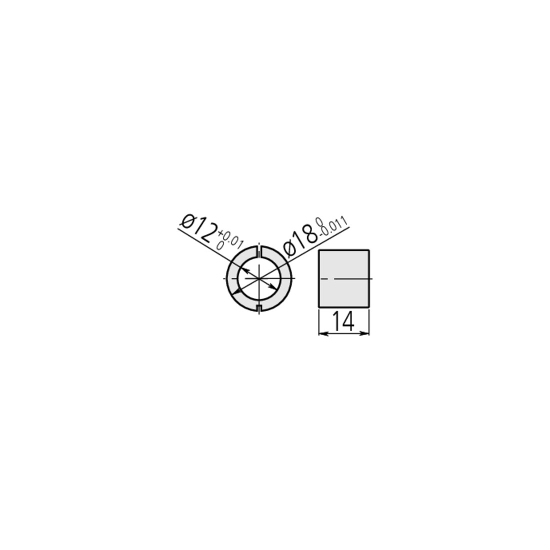Mitutoyo Digitale Einbaumessschraube IP65 0-25mm, flach Spindel, 12/18mm ebener Schaft