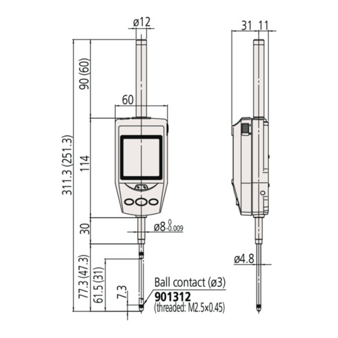 Mitutoyo Digitale Messuhr ID-H, CEE AC-Adapter 30,4 mm, 0,0005 mm