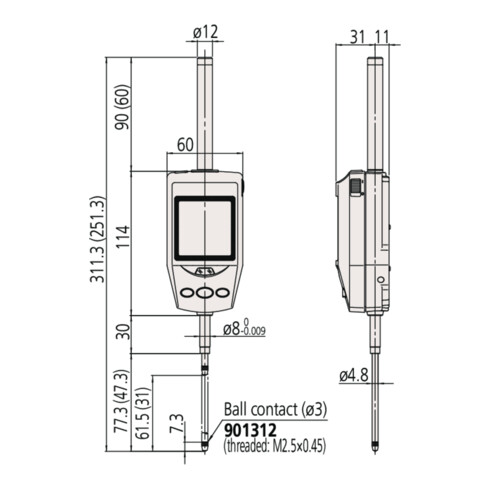 Mitutoyo Digitale Messuhr ID-H, CEE AC-Adapter 30,4 mm, 0,0005 mm