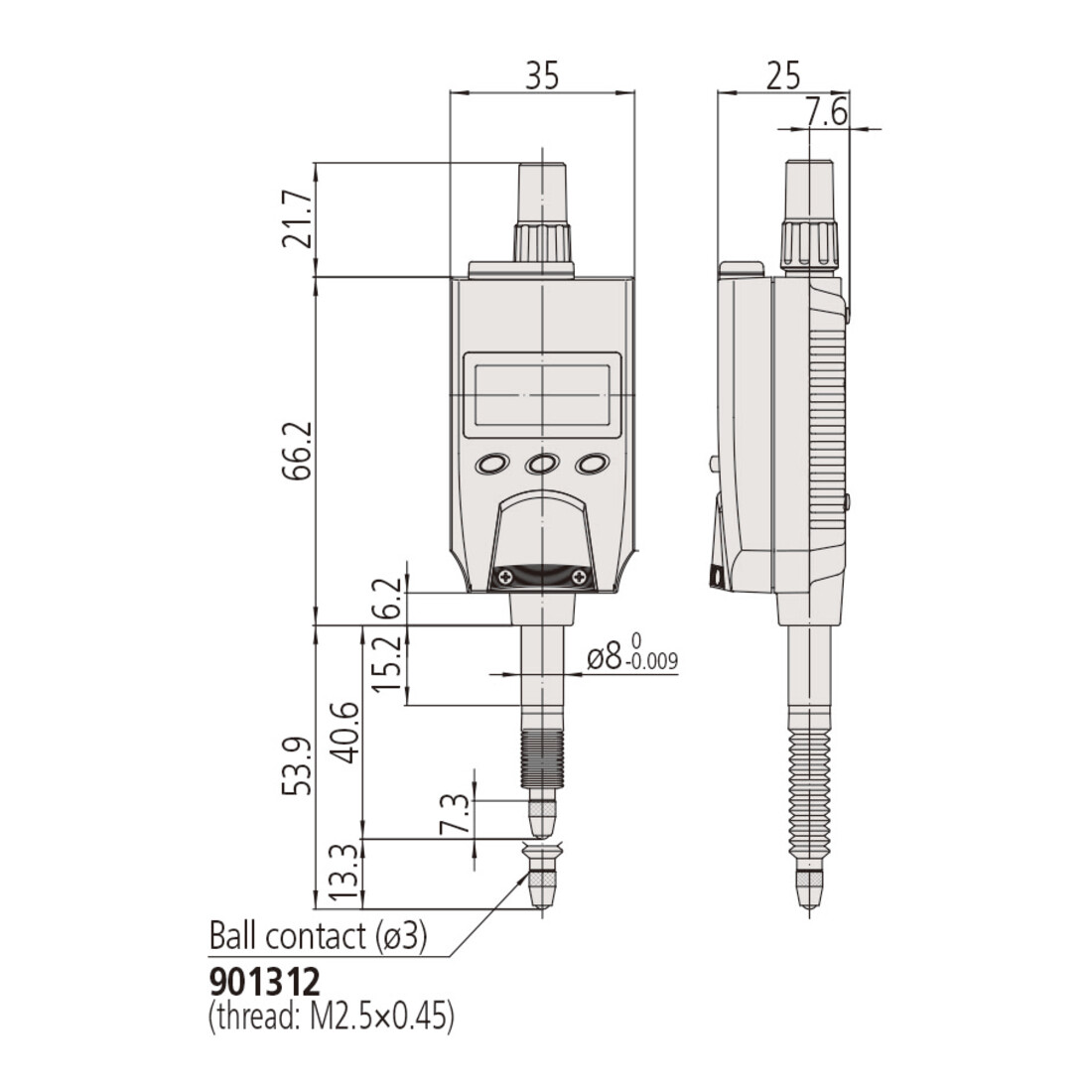 Mitutoyo Digitale Messuhr ID-N, IP66 12,7 mm, 0,001 mm