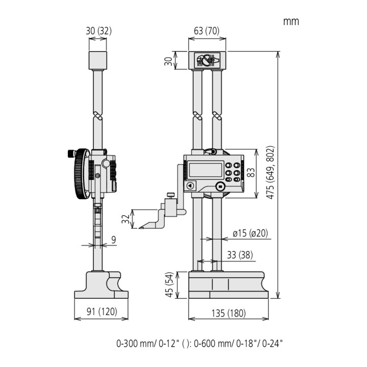Mitutoyo Digitales Höhenmess- und Anreißgerät 0-600mm, Doppelsäule