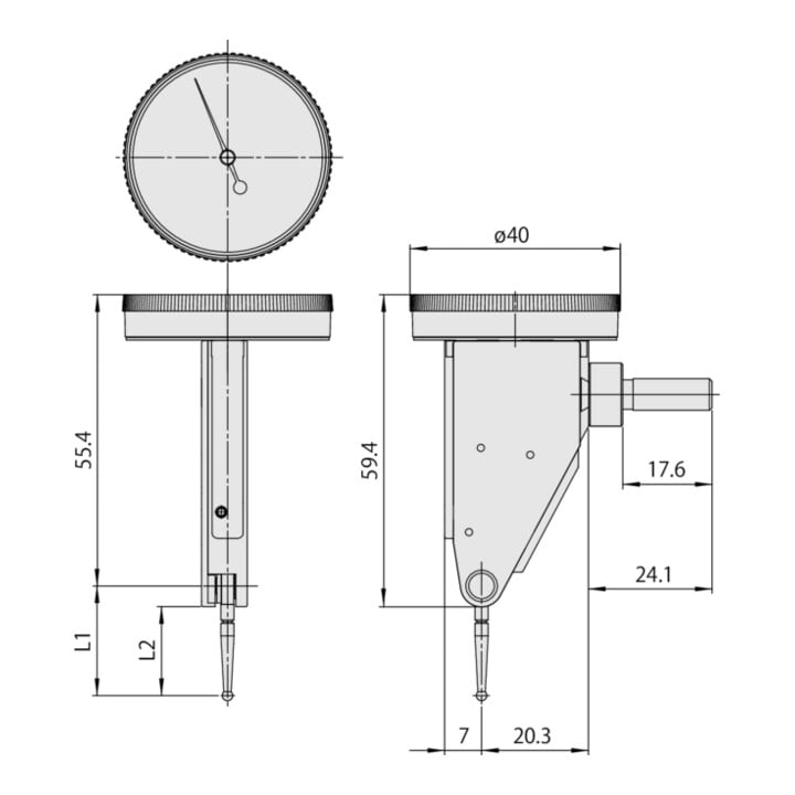 Mitutoyo Fühlhebel, vertikal 0,8 mm, 0,01 mm, 8 mm Schaft