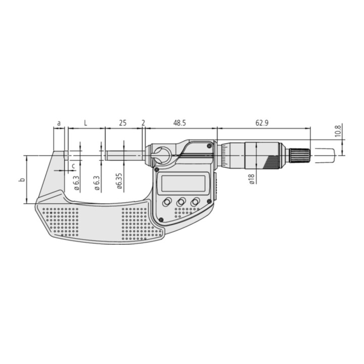 Mitutoyo Micromètre numérique IP65 0-25 mm, sans sortie de données