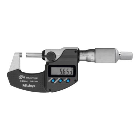 MITUTOYO Micrometro digitale IP-65, Intervallo misurazione: 0-25mm