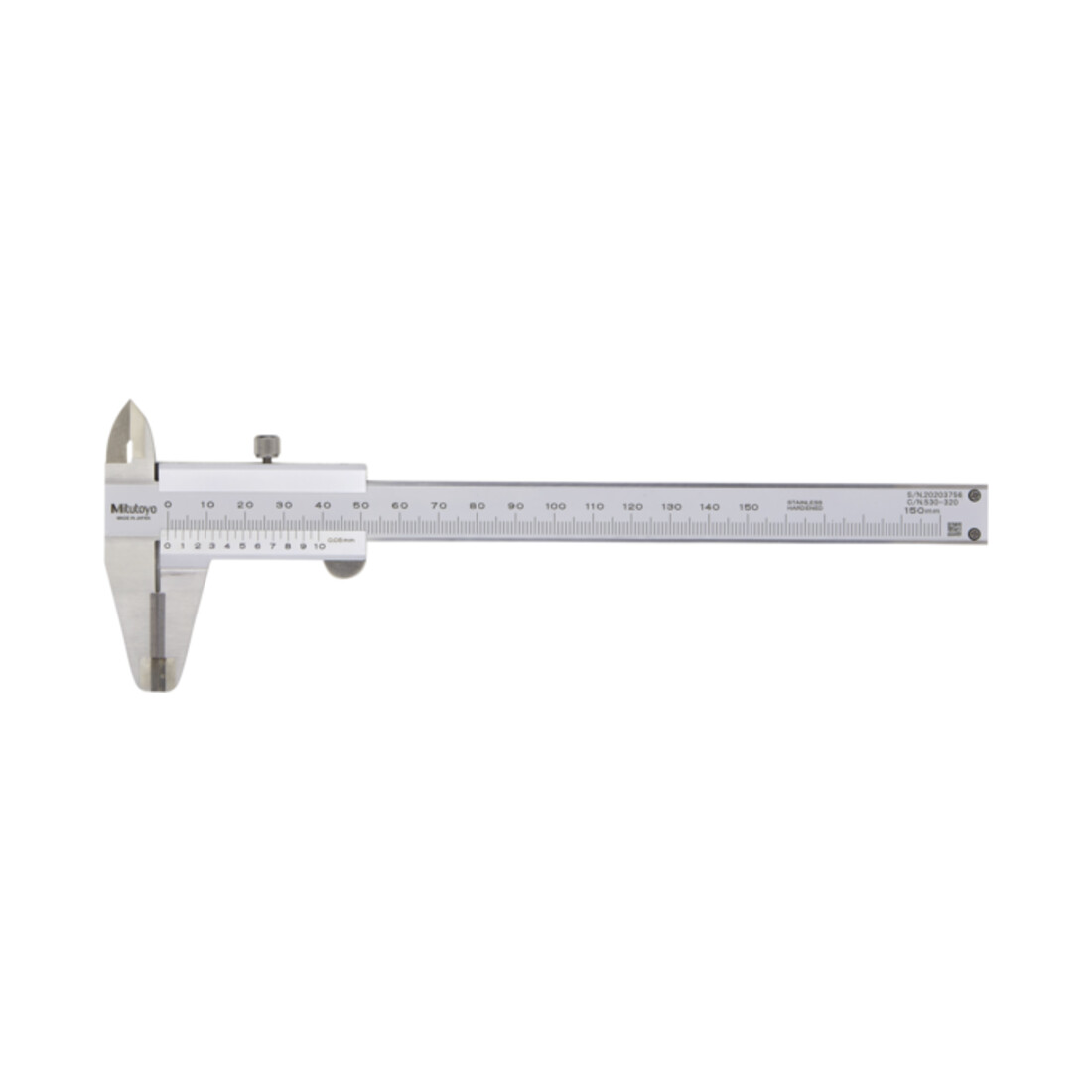 Mitutoyo Nonius Messschieber, HM-Außenmessflächen 0-150mm, 0,05mm, Metrisch